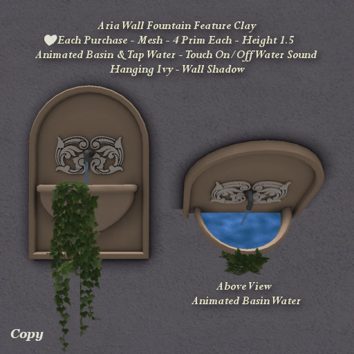 Aria Wall Fountain Feature Clay1