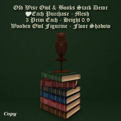 Old Wise Owl & Books Stack Decor1