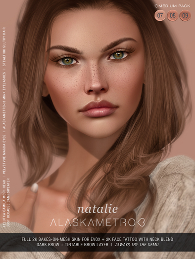 "Natalie" Lelutka EvoX 2K BOM skin - Medium pack (3 tones)