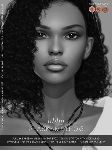 DEMO "Abby" Lelutka EvoX 2K BOM skin - Medium pack (3 tones)