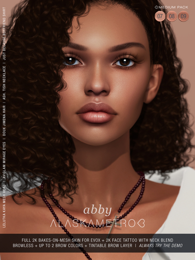 UPDATED! "Abby" Lelutka EvoX 2K BOM skin - Medium pack (3 tones)