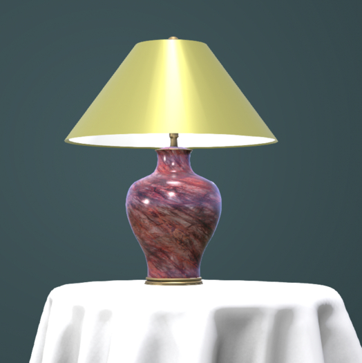 Lamp Red Marble w Gold Shade