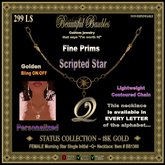 FEMALE Morningstar Single Initial Necklace ~Q~ 18K GOLD
