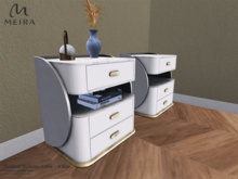 Meira Softline Bedside Table - White