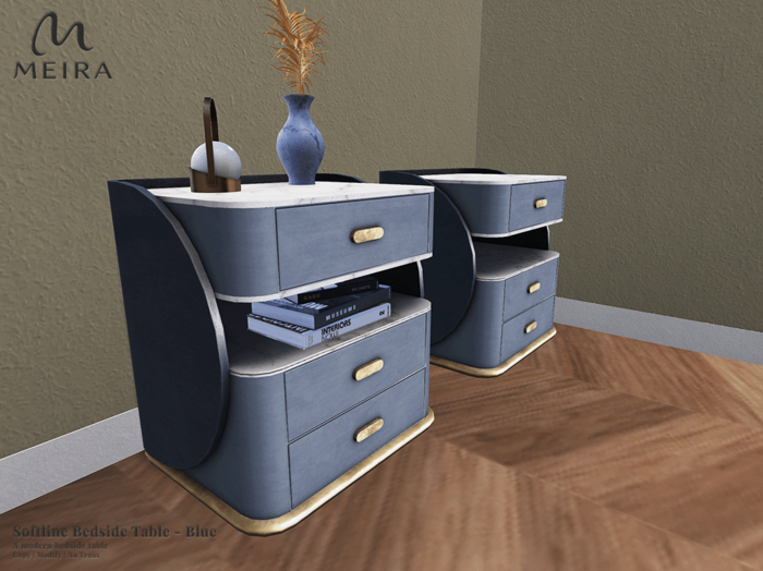 Meira Softline Bedside Table - Blue