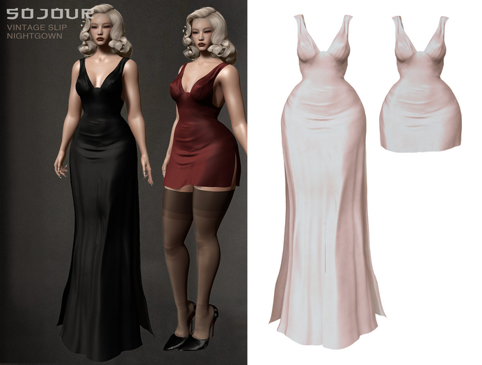 SOJOUR - Vintage slip nightgown - nude