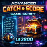 Advanced Catch & Score Game Script for Second Life | Random Prize Giver | Top Score Leaderboard | Full Permissions