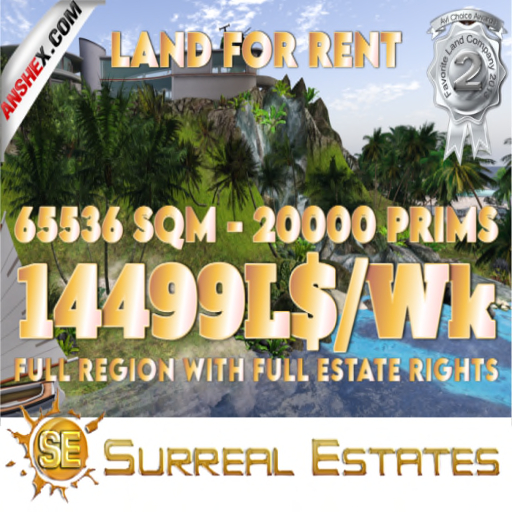 1197L$/week 4080 sqm 933 prims Parcel