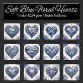 *Wallflowers* Soft Blue Floral Hearts