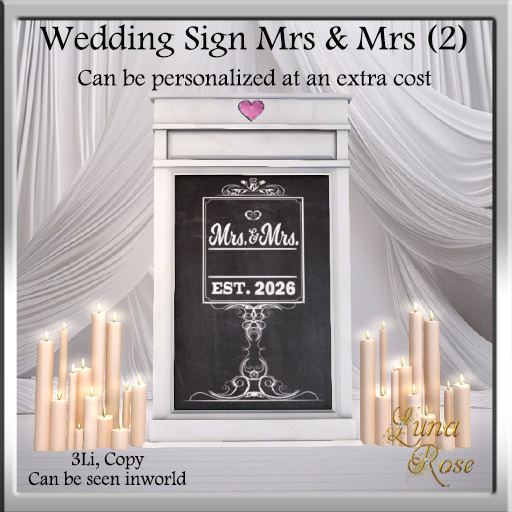 Mrs and Mrs Wedding Sign 2 - 2026