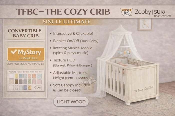 TFBC – The Cozy Crib | Light Wood | Zooby, SUKi & Baby Avatar | HUD Include