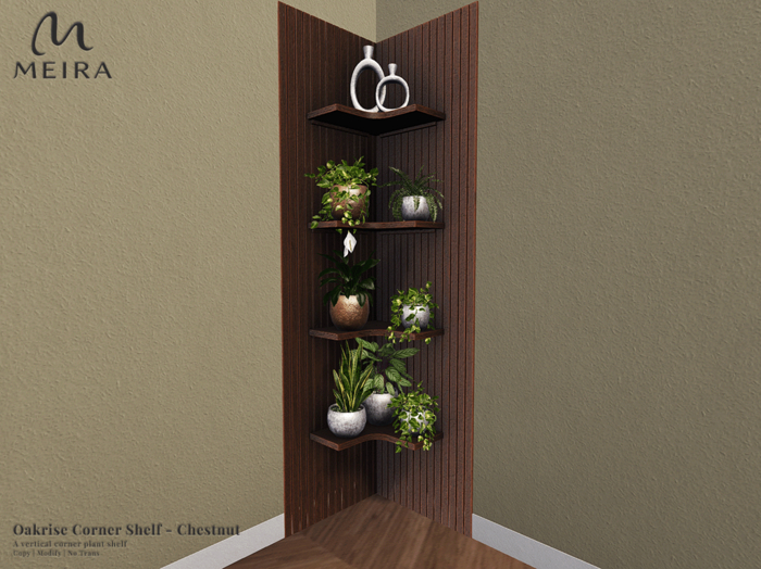 Meira Oakrise Corner Shelf - Chestnut
