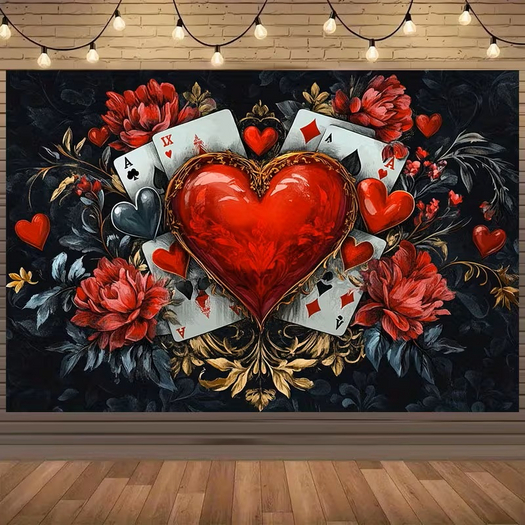 HEART CARDS RED BLACK TEXTURE