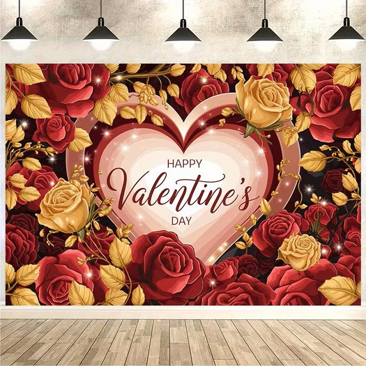 VALENTINES DAY RED GOLD ROSES HEART TEXTURE