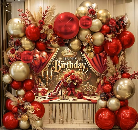 BIRTHDAY RED GOLD  TABLE TEXTURE