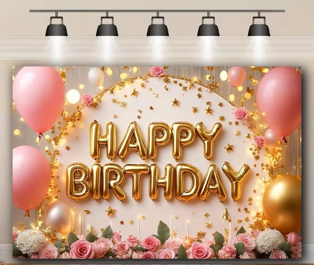 BIRTHDAY PINK ROSES BALLOONS TEXTURE