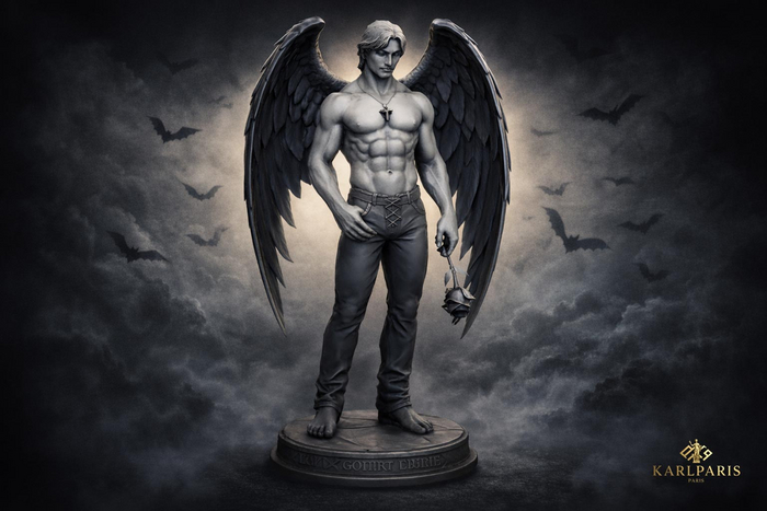 Angel of Shadows Sculpture – Dark Gothic Angel Decor – Elegant Fantasy Art