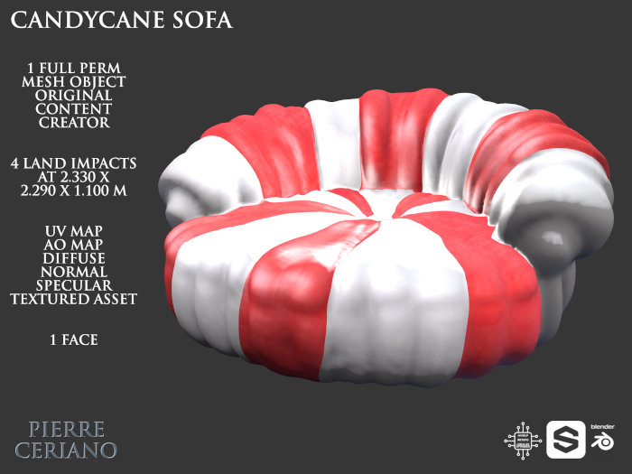 Candycane sofa - 4 LI - FULL PERM Mesh