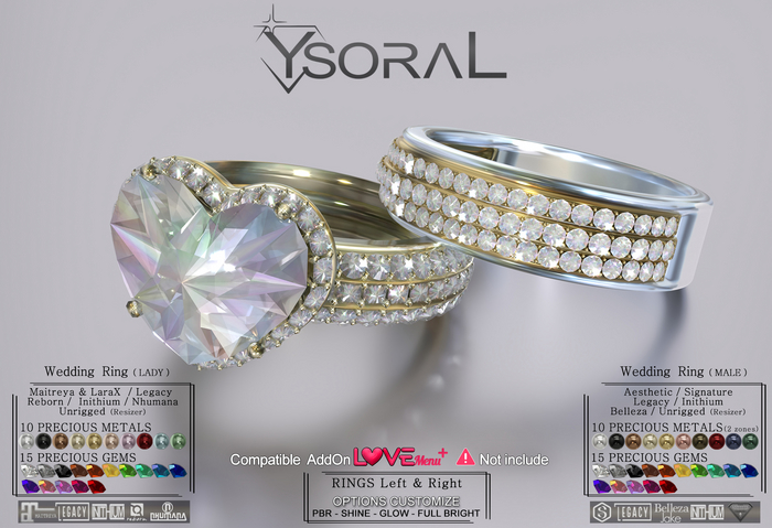 ~~ Ysoral ~~ .:Set Rings Wedding Chloe & Elon :.(Lady & Male Rigged & Unrigged)