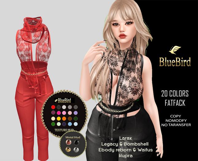 Blue Bird //  LACE TOP & PANT  FATPACK