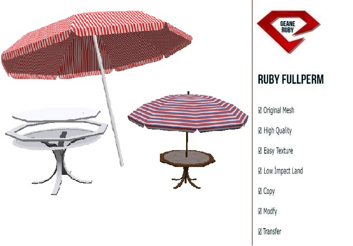348 [Ruby Full Perm] Mesh Umbrelone Wood