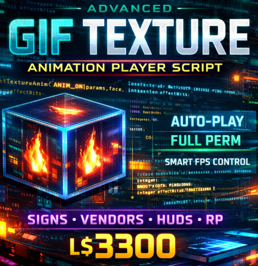 Advanced GIF Texture Animation Player Script (Auto-Play, Full Perm, Smooth Movie Playback)