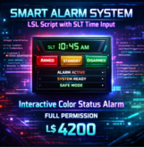 Smart Alarm System LSL Script with SLT Time Input | Interactive Color Status Alarm | Full Permission