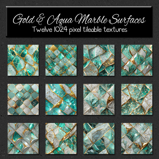 *Wallflowers* Gold & Aqua Marbled Surfaces