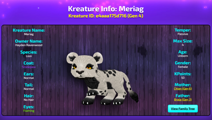 Kreatures - Female - Lion - Meriag