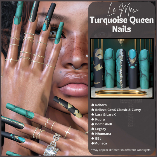..::Le Mew::.. Turquoise Queen Nails DEMO