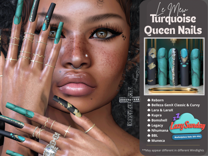 ..::Le Mew::.. Turquoise Queen Nails