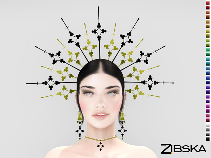 Zibska ~ Faustina color change headpiece, earrings and necklace