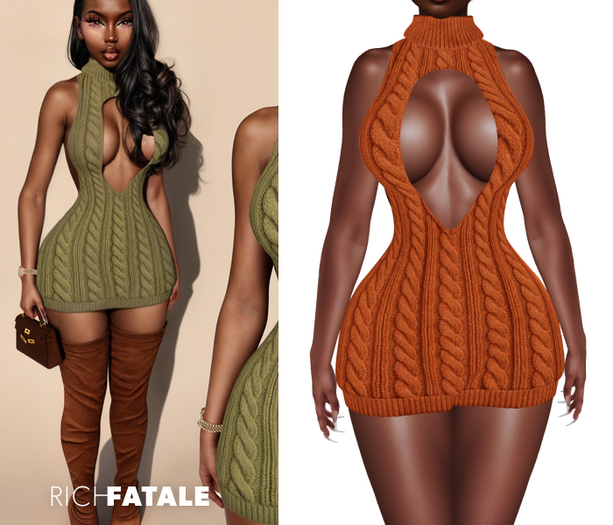 $RICH FATALE - DOROTHY CABLEKNIT SWEATER BODYCON - SIENNA