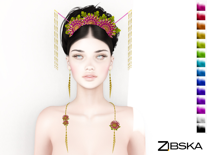 Zibska ~ Manami color change headpiece, necklace and earrings
