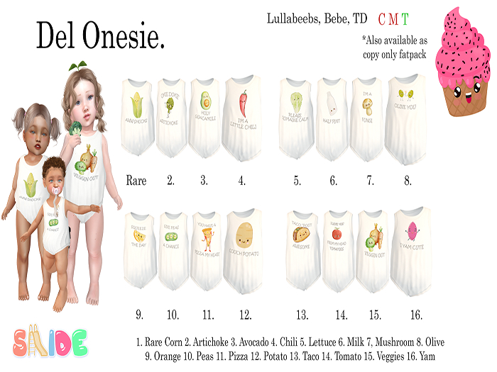{Slide} Del Onesie Fatpack