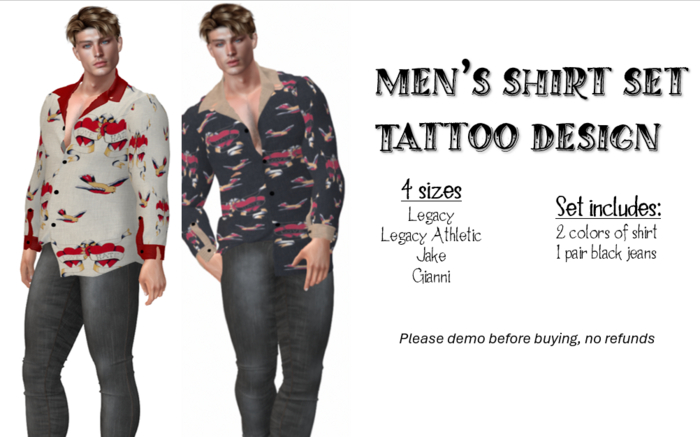 Men's Shirt Set - Tattoo Design 