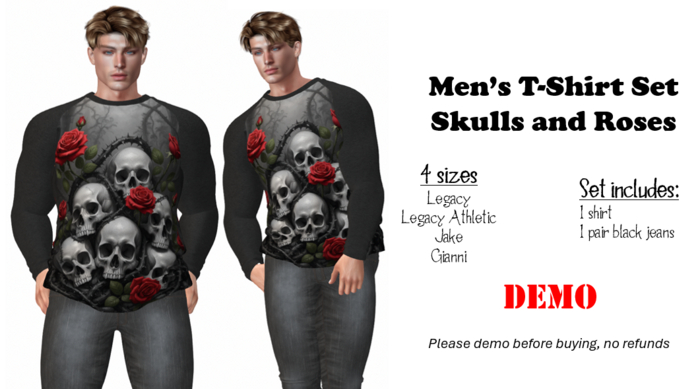 DEMO T-shirt Skulls and Roses 