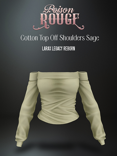 POISON ROUGE Cotton Top Off Shoulders Sage