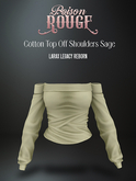 POISON ROUGE Cotton Top Off Shoulders Sage