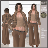 FAKEFUR JACKET WITH TOP&HIPSTER LOOSE PANTS