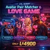 LSL Avatar Pair Matcher & Love Game Script | Interactive Dating System for Clubs | Full Perm | Heart Effects
