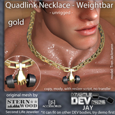 {JS} Quad Link Neckl w weight bar - gold - DEV JAY