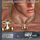 {JS} Quad Link Neckl w dumbbell - gold - DEV JAY