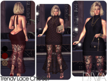 {D!VA} Trendy Backless Lace Chic Set