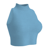 BLUE Mock Turtleneck Sleeveless Ribbed Knit Top (ADD)