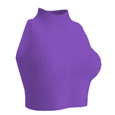 PURPLE Mock Turtleneck Sleeveless Ribbed Knit Top (ADD)