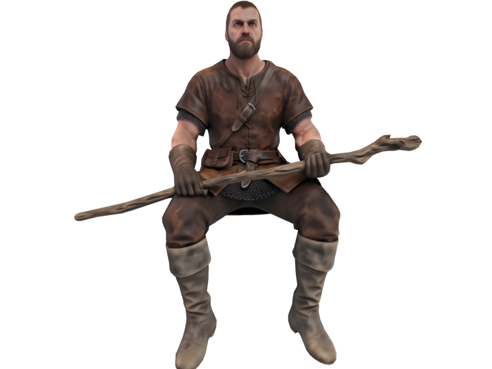Medieval Man w/ Stick Sitting Position FULL PERM