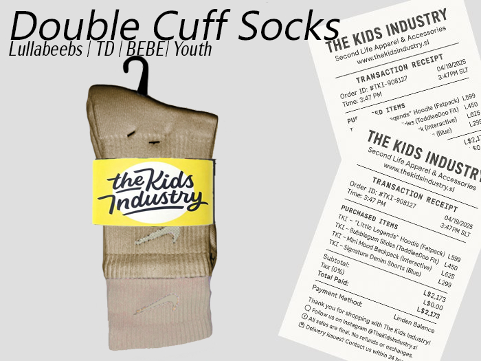 TKI - Beige Double Cuff Socks