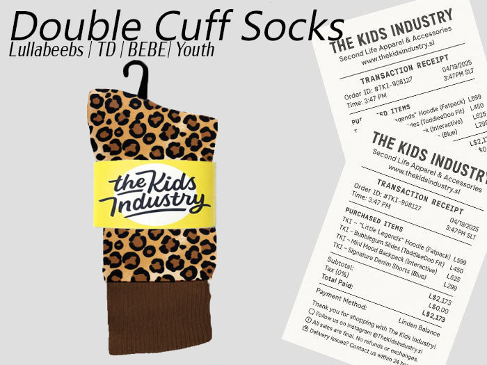 TKI - Leopard Double Cuff Socks