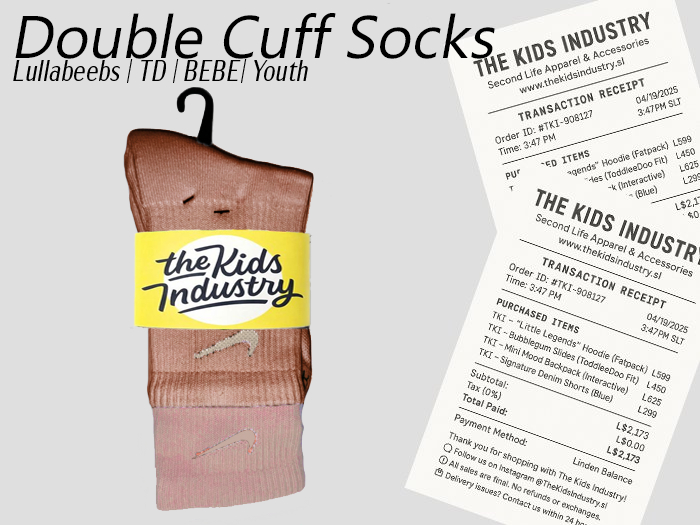 TKI - Salmon Double Cuff Socks